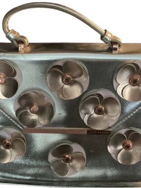 Ted Baker Metallic Silver Top-Handle Satchel
